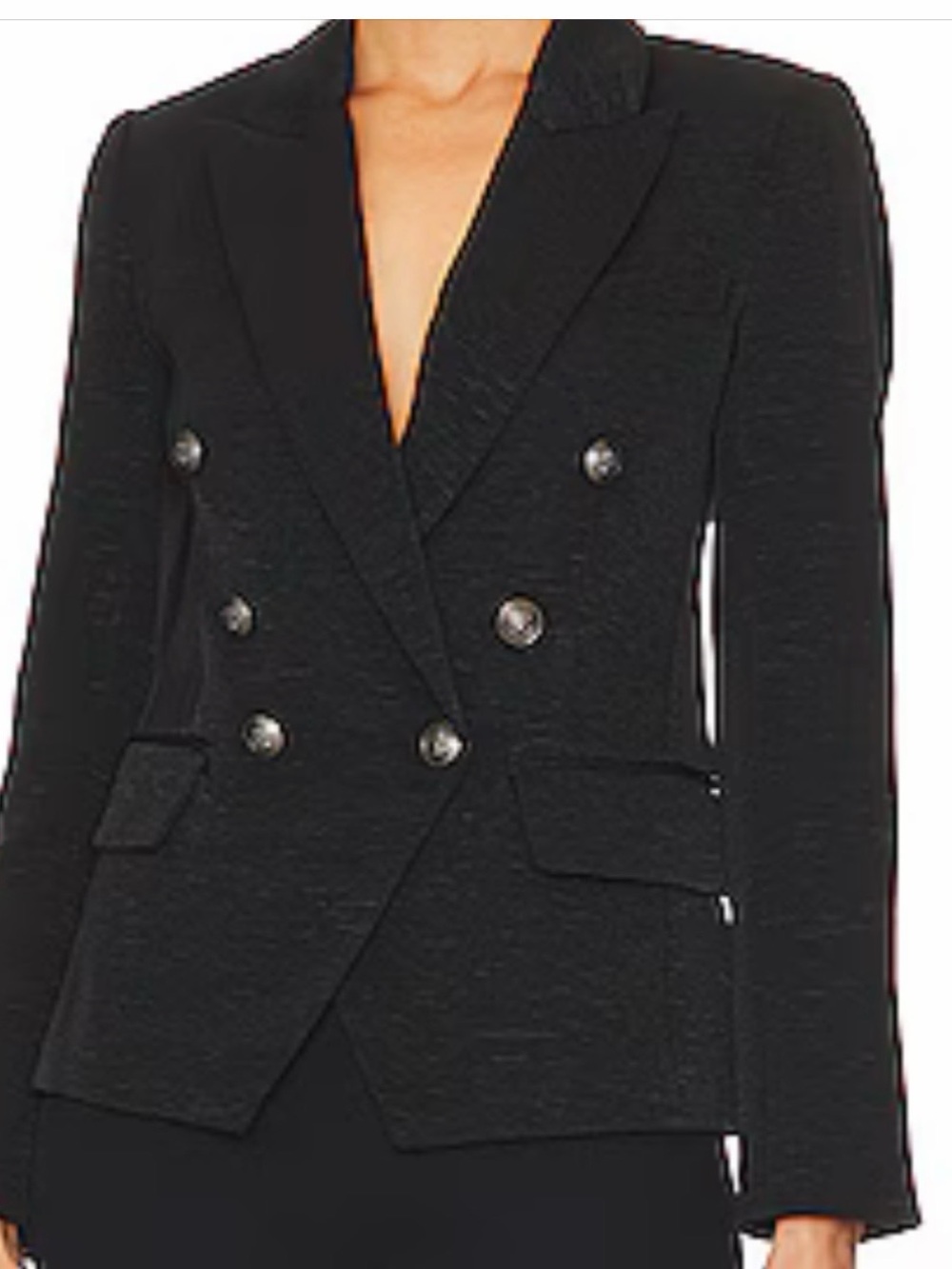L'AGENCE Kenzie- Double-Breasted Blazer- Black Brushed Gunmetal . Size 6. New